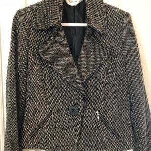 CABI #638 Wool Blend Tweed Crop Moto Jacket Size 8